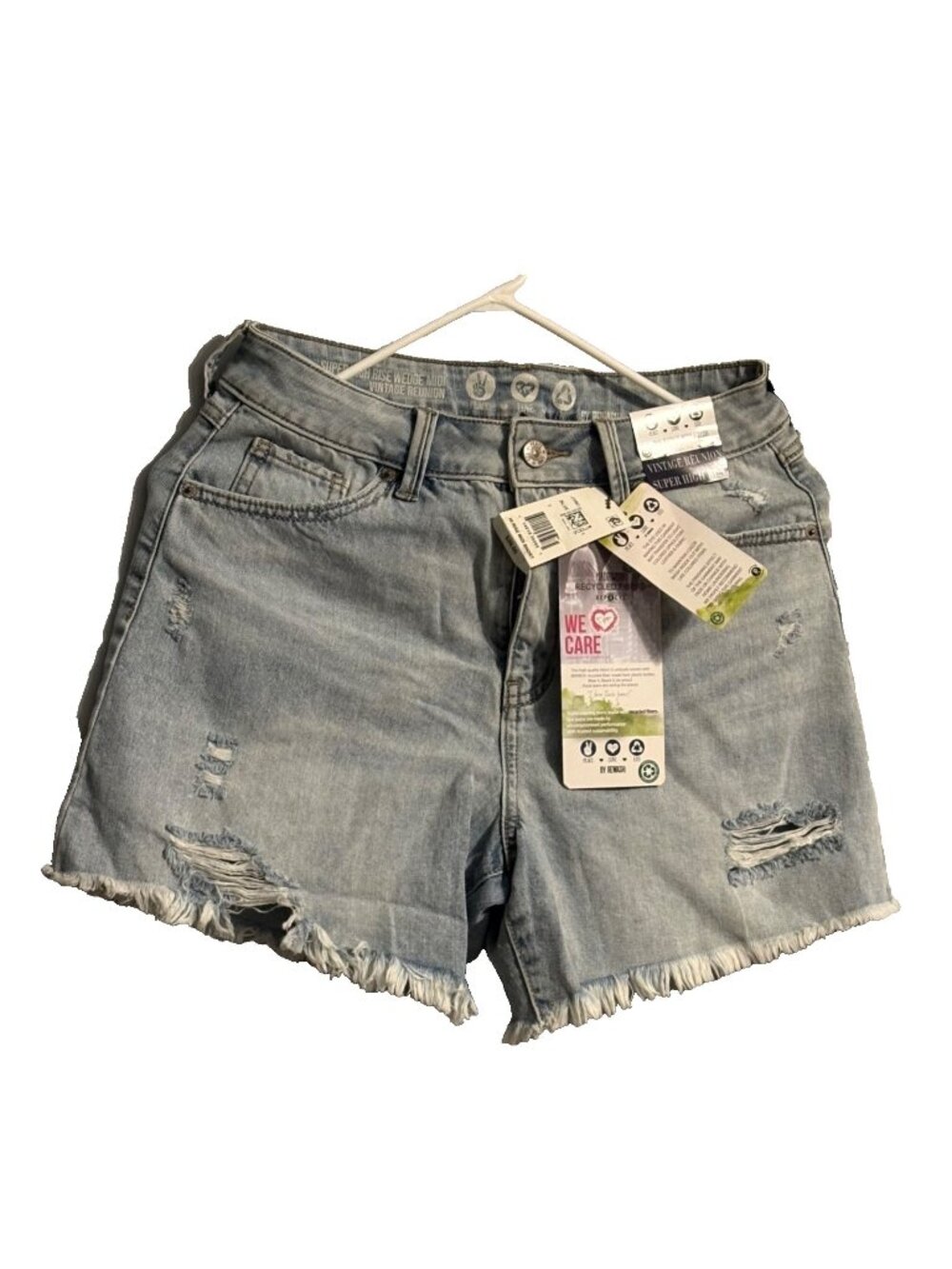 Rewash The Wedge Midi Sz 7/28 Super High Rise Denim Vtg Reunion Distress Shorts - Picture 1 of 14